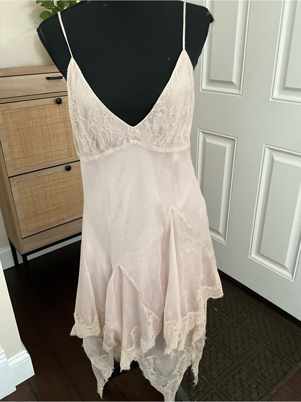 Zara Lace-Trim Slip Dress in Blush Pink